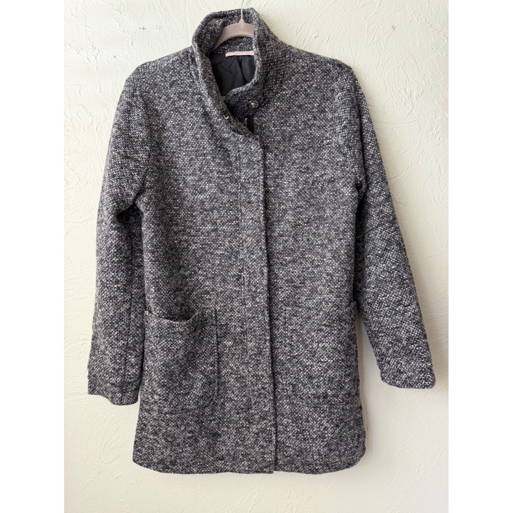 ACTIVE USA Women's Textured Knit Collar Coat Gray‎ Black Small